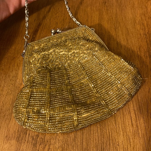 Bijoux Terner Handbags - NWOT Bijoux Terner Gold Beaded Clutch Party Bag